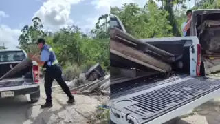 Sorprenden a trabajadores de Aguakan tirando basura en área verde de Playa del Carmen
