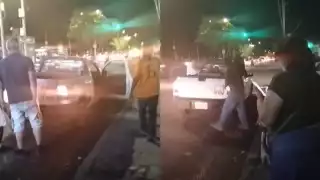 Chofer de Va y Ven se cuelga de una camioneta que lo chocó en Mérida; conductor intentó huir