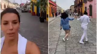 La actriz bailó por andador turístico de Oaxaca