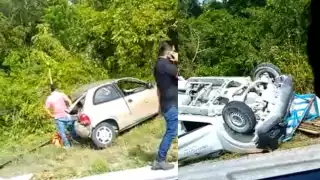 Reportan accidente vehicular sobre carr.federal dirección Cancún-Playa del Carmen