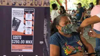 El afiche muestra datos para que las personas obtuvieran esta supuesta tarjeta de vacunación COVID en Playa del Carmen