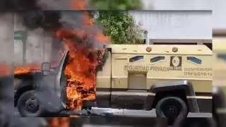 Se incendia vehículo transporte de valores de Cometra en Chetumal: VIDEO