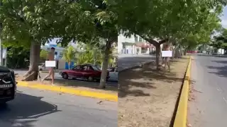 El hombre joven causó que dos patrullas policiacas de Playa del Carmen le dieran alcance para detenerlo