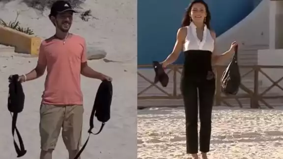 El tiktoker aprovechó su viaje a Cancún par recrear esta escena de la telenovela 'Teresa', cuando la protagonista admira la belleza del Mar Caribe