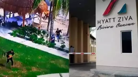 En el video se observa cuando los sicarios disparan contra dos personas a las afueras del Hyatt Ziva en Puerto Morelos En el video se observa cuando los sicarios disparan contra dos personas a las afueras del Hyatt Ziva en Puerto Morelos