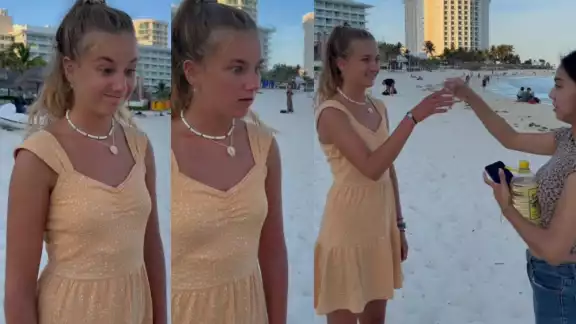 La joven originaria de Alemania se tomó el 'shot' de Tonayán en Cancún, para luego decir que pese a su sabor extraño, le había gustado La joven originaria de Alemania se tomó el 'shot' de Tonayán en Cancún, para luego decir que pese a su sabor extraño, le había gustado