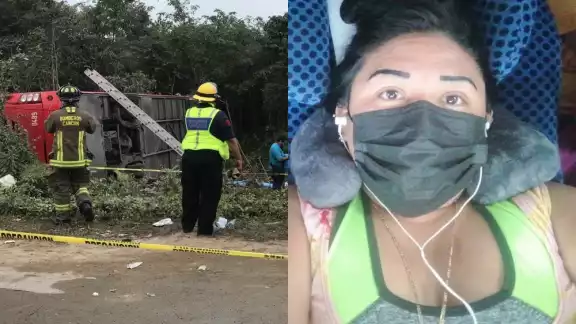 Consuelo Collí se despidió de sus familiares cono una foto, previo a que el autobús saliera de Cancún, rumbo a Mérida