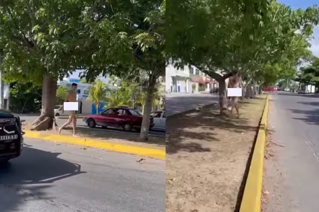 El hombre joven causó que dos patrullas policiacas de Playa del Carmen le dieran alcance para detenerlo