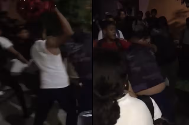 En el video que circula en redes sociales se ve cómo los estudiantes iniciaron a darse golpes en el Parque Hábitat 2 de Chetumal