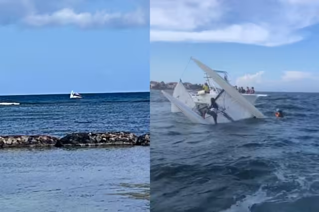 El velero zozobró en plena costa de Puerto Aventuras, a la vista de turistas, además de que una persona grabó el momento en el que se volcó