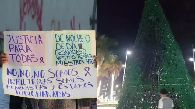 El Congreso de Q.Roo indicó que investigarán la quema del árbol; feministas reclaman que dan más importancia a un adorno que a los derechos de la mujer