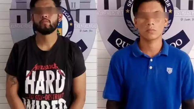 Los dos detenidos fueron llevados a la FGE Quintana Roo en Cancún, donde se definirá su situación jurídica