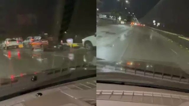 Con tono molesto, el hombre extranjero se quejó de los baches que existen en el Boulevard Colosio en Cancún