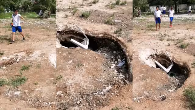 El socavón fue reportado ante la SEQ, y según la denunciante, les indicaron que no hay presupuesto para atender la situación