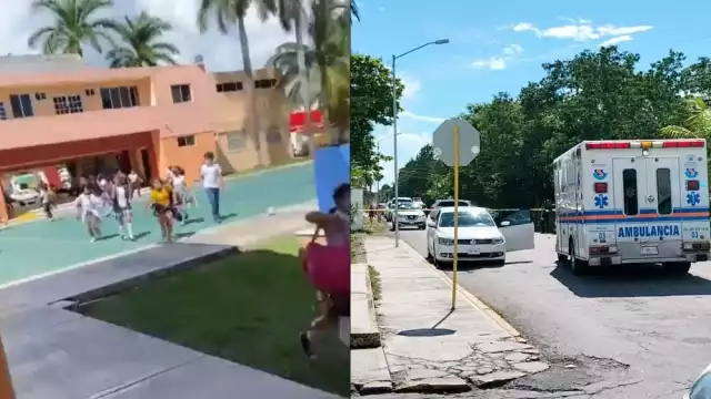 Estudiantes, docentes y padres de familia ingresaron de nuevo a la escuela Partenón de Cozumel cuando los sicarios accionaron sus armas de fuego frente al plantel, para asesinar a un hombre