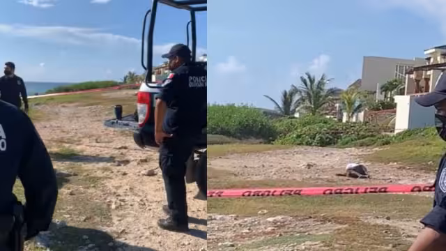 Los elementos policiacos de Isla Mujeres acordonaron el área para evitar contaminación de la zona del halazgo del cuerpo