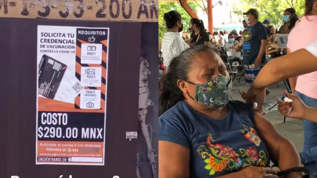El afiche muestra datos para que las personas obtuvieran esta supuesta tarjeta de vacunación COVID en Playa del Carmen
