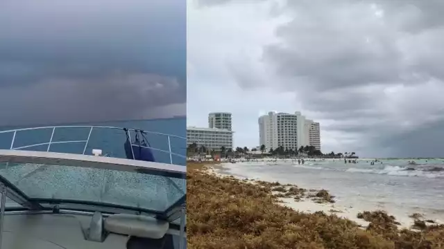 El marinero grabó cómo se veía la Zona Hotelera de Cancún bajo las lluvias causadas por una zona de inestabilidad en el Mar Caribe