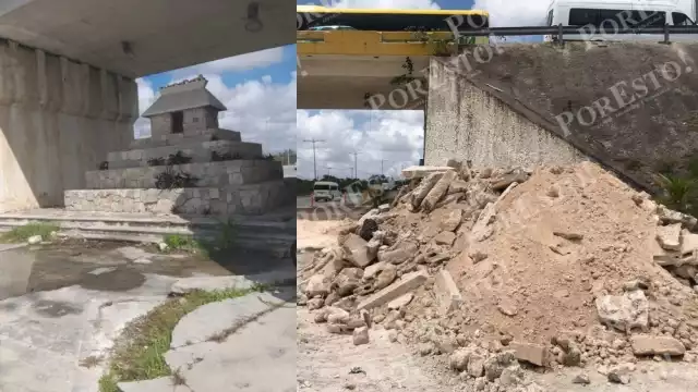 La pequeña pirámide fue ofrecida a los Aluxes de la zona para poder construir el puente vehicular a la salida del Aeropuerto Internacional de Cancún
