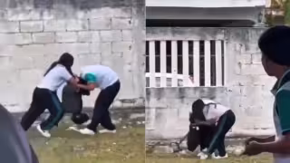 Captan agresión de alumna contra compañero dentro de un Bachilleres de Cozumel: VIDEO