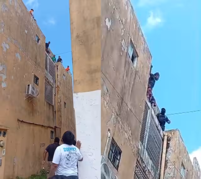 El segundo presunto delincuente fue ubicado en la azotea de un edificio, donde fue acorralado por los operadores