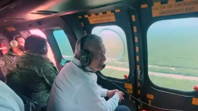 El presidente AMLO supervisa las obras del Tren Maya
