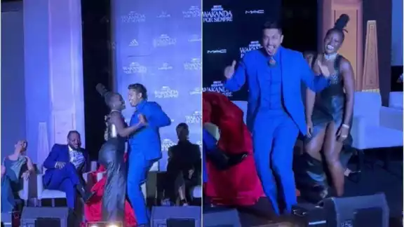 Tenoch Huerta y Lupita Nyong'o bailan al ritmo de Suavemente en alfombra roja de Black Panther Tenoch Huerta y Lupita Nyong'o bailan al ritmo de Suavemente en alfombra roja de Black Panther