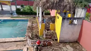 Bomberos sofocan las llamas en la palapa de un balneario de Kantunilkín