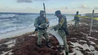 Personal de Sedena recorre desde Punta Molas hasta Playa Mezcalitos en Cozumel, donde se ha encontrado droga