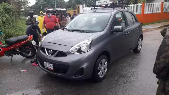 La policía de Chetumal llegó al lugar para el deslinde de responsabilidades Foto: Ramiro Can La policía de Chetumal llegó al lugar para el deslinde de responsabilidades Foto: Ramiro Can
