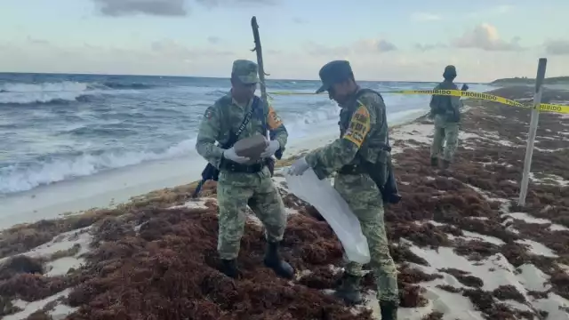 Personal de Sedena recorre desde Punta Molas hasta Playa Mezcalitos en Cozumel, donde se ha encontrado droga