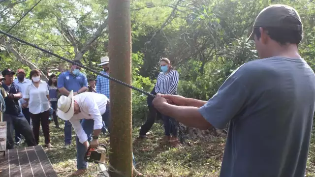 El sacerdote maya y el Alcalde de Tizimín, cortaron la ceiba, según la tradición