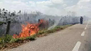El incendio se registró a 500 metros antes de llegar a la ciudad de Motul