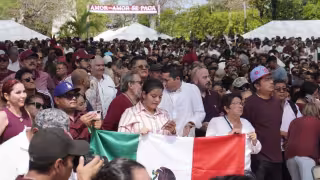 Respaldan en Campeche a Claudia Sheinbaum durante mensaje por dos años de su triunfo