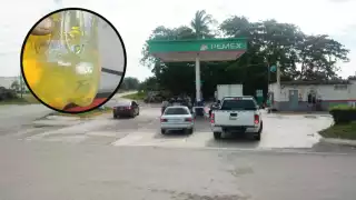 Denuncian a gasolinera de Sabancuy por vender combustible con agua