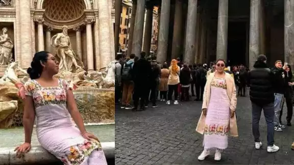 En una de las fotos se ve a Elda posar en la Fontana de Trevi, l En una de las fotos se ve a Elda posar en la Fontana de Trevi, l