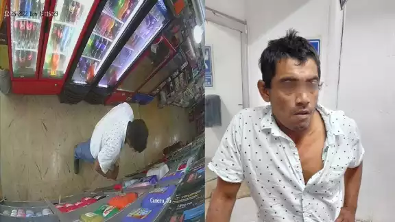 El hombre fue grabado por las cámaras de seguridad del negocio