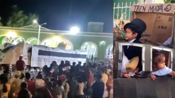 Durante el Carnaval de Campeche los participantes hicieron referencia al Tren Maya Durante el Carnaval de Campeche los participantes hicieron referencia al Tren Maya