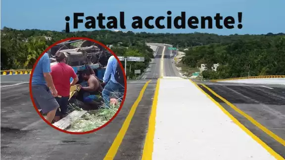 Fue lanzado fuera de la cinta asfáltica donde dio vueltas terminando llantas arriba Fue lanzado fuera de la cinta asfáltica donde dio vueltas terminando llantas arriba