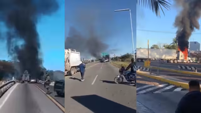 Camionetas y tráileres quemados es lo que se vive en Mazatlán