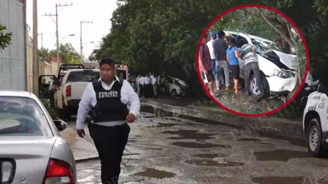 El auto chocó contra un árbol luego de que el conductor fue ejecutado