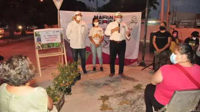 El candidato asistió a la instalación de un jardín en la colonia Miguel Alemán