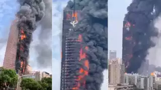 Las llamas de un incendio arrasaron este viernes 16 de septiembre un rascacielos de 218 metros de altura en la ciudad china de Changsha