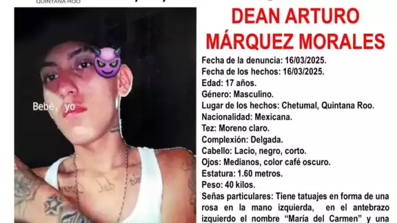 El joven fue identificado como Dean Arturo Márquez Morales de 17 años El joven fue identificado como Dean Arturo Márquez Morales de 17 años