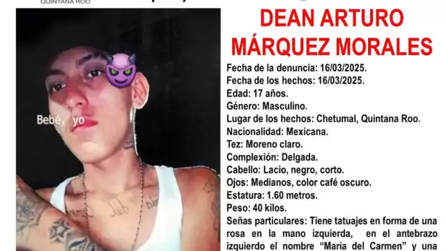 El joven fue identificado como Dean Arturo Márquez Morales de 17 años