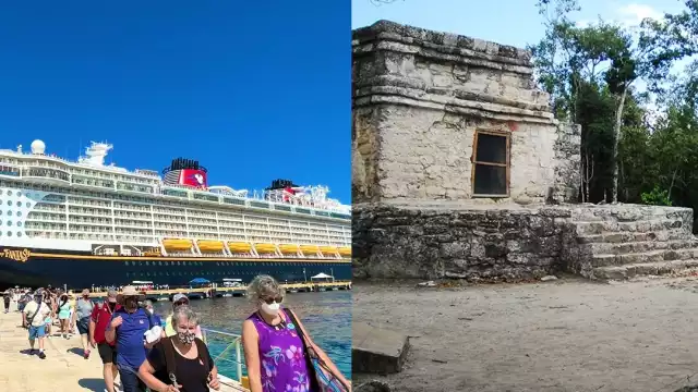 Los cruceristas no perdieron tiempo para conocer la bella Isla de Cozumel y comenzaron su aventura en la zona arqueológica