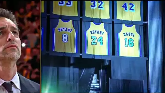 Los Lakers retiraron el número 16 a Pau Gasol Los Lakers retiraron el número 16 a Pau Gasol
