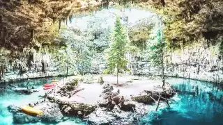 Cenote Sac-aua en el Pueblo Mágico de Valladolid: el único con una isla en su interior