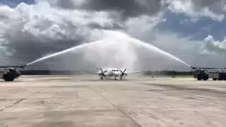 La aeronave inauguró la ruta Guatemala-Cancún de la TAG Airlines, que busca retomar destinos mexicanos para sus pasajeros