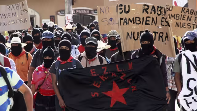 Los zapatista mostraron su descontento ante el conflicto armado en Ucrania